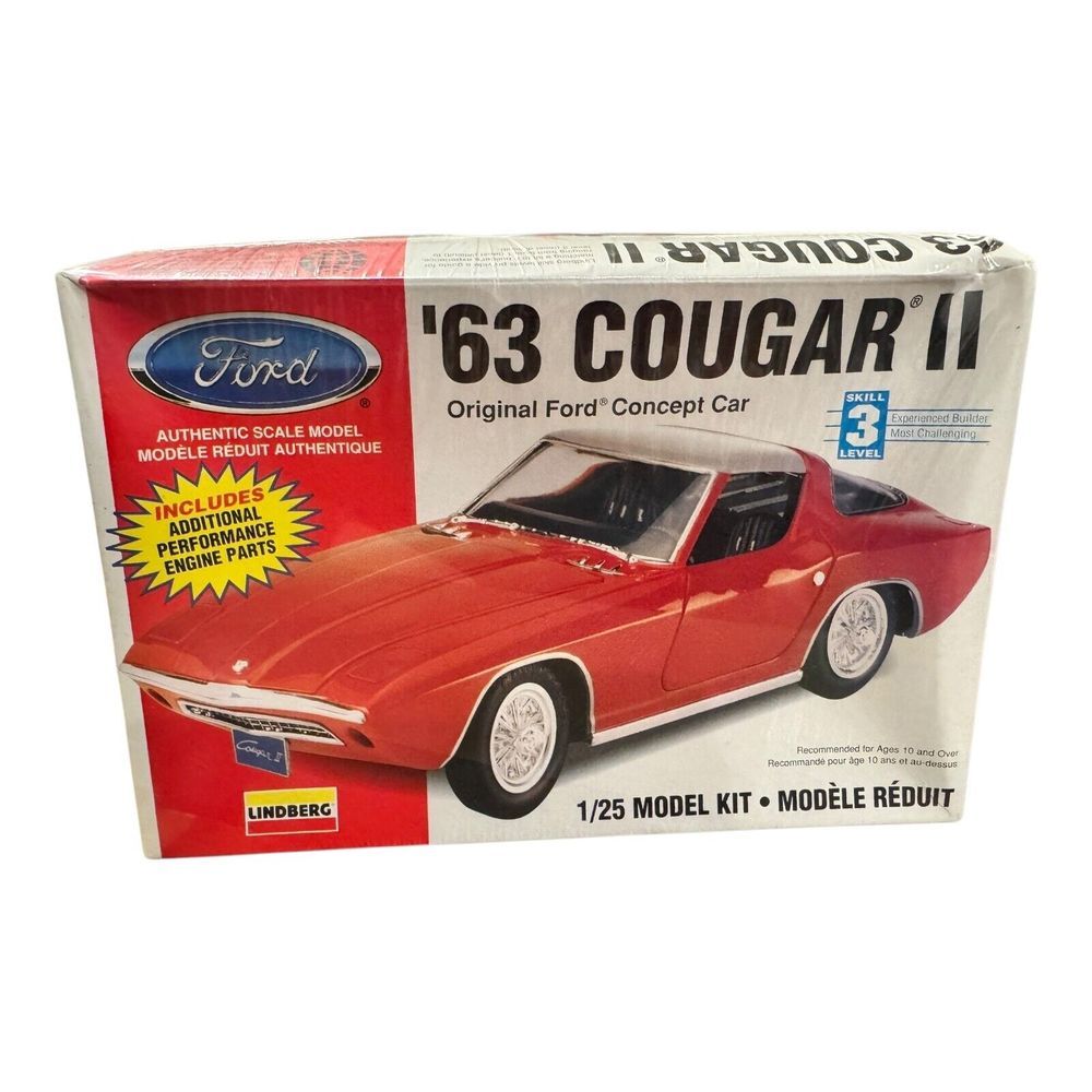 Lindberg 1/25 Model Kit 72162‎ Ford '63 Cougar II concept car NIB Sealed